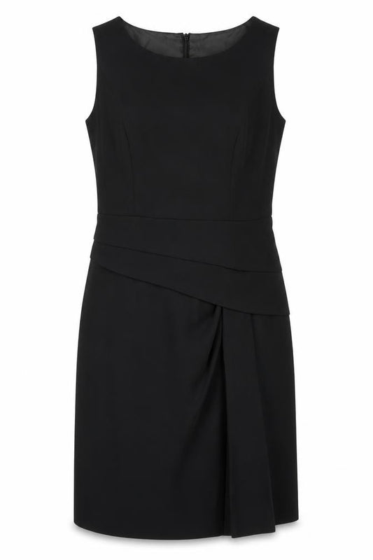 Front view of Marks & Spencer women’s black polyester a-line, size UK 8, round neck zip