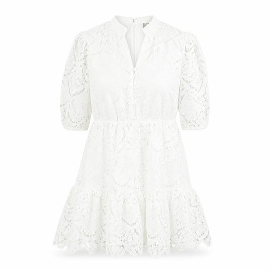 Front view of ASOS women’s ivory polyester a-line, size 4XL, v-neck zip