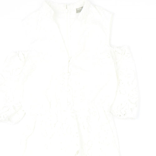 ASOS Womens Ivory Polyester A-Line Size 4XL V-Neck Zip