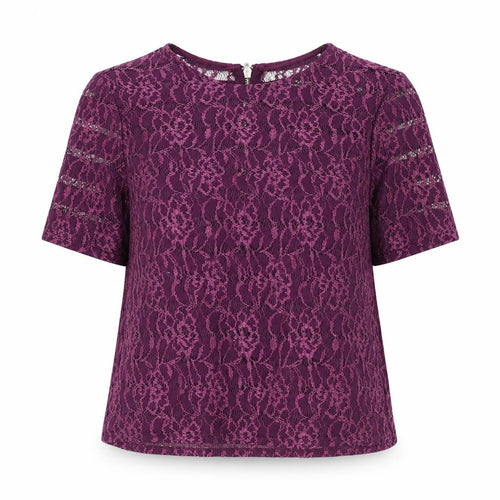 Dorothy Perkins Womens Purple Floral Polyamide Basic T-Shirt Size 8 Boat Neck