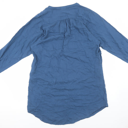 EAST Womens Blue Cotton Shirt Dress Size L V-Neck Button