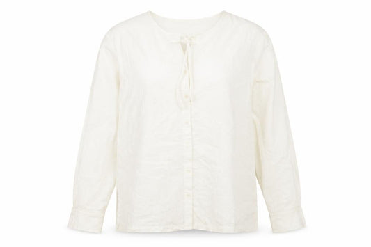 Front view of Marks & Spencer women’s white modal basic button-up, size UK 16, round neck