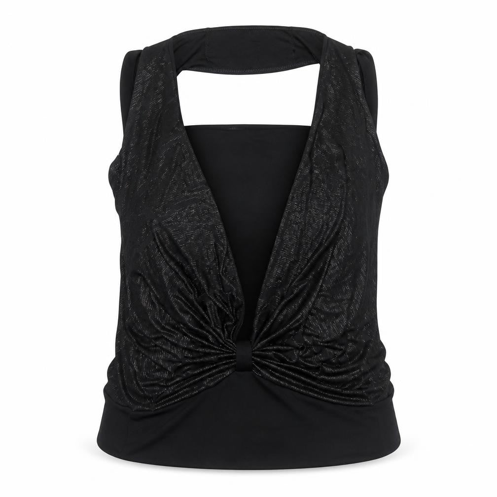 Yours Womens Black Polyamide Basic Blouse Size L Halter - Ruched Front
