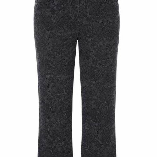 Isle Womens Black Floral Cotton Straight Jeans Size 10 Slim Button