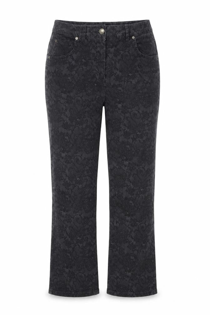 Isle Womens Black Floral Cotton Straight Jeans Size 10 Slim Button