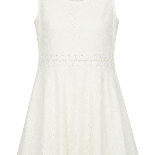 Rebellion Womens Ivory Floral Cotton Skater Dress Size M Scoop Neck Zip