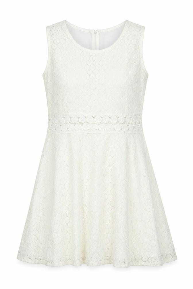 Rebellion Womens Ivory Floral Cotton Skater Dress Size M Scoop Neck Zip