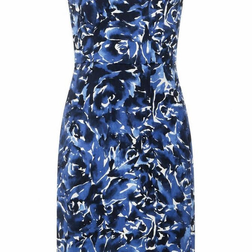 Coats Womens Blue Geometric Cotton A-Line Size 10 Sweetheart Zip