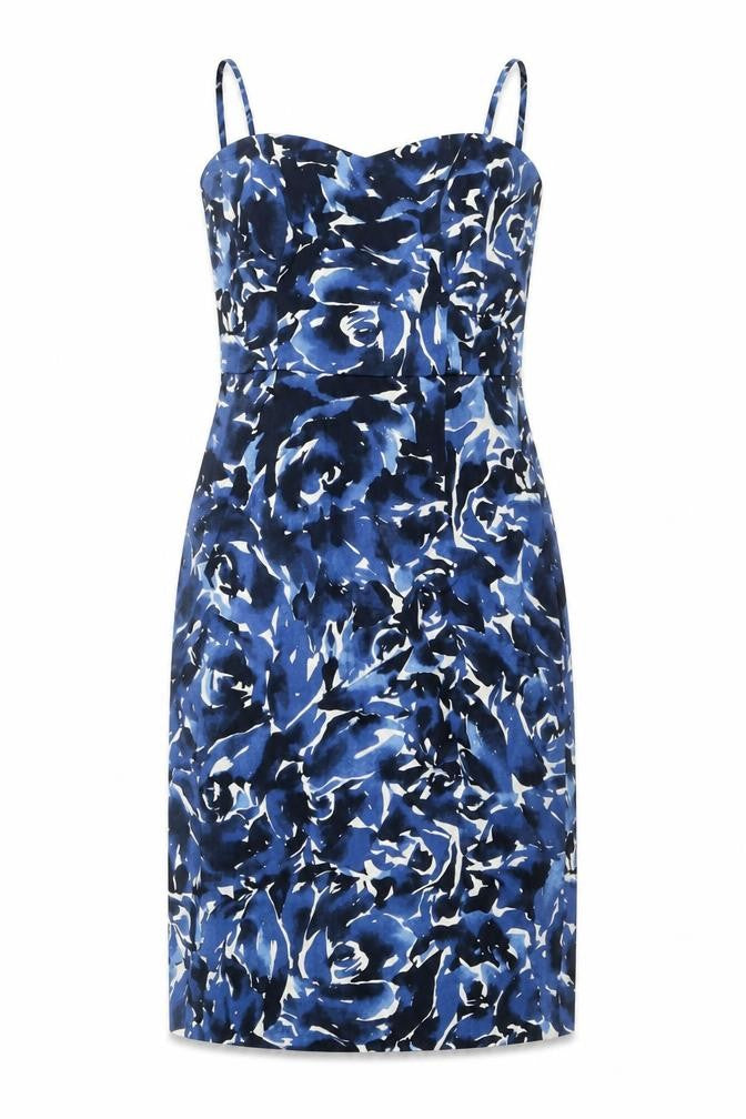 Coats Womens Blue Geometric Cotton A-Line Size 10 Sweetheart Zip