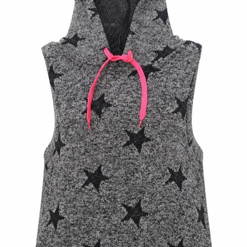 Koton Womens Grey Round Neck Geometric Cotton Pullover Jumper Size S - Stars