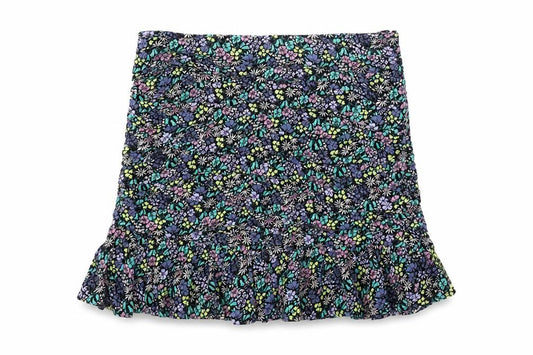 Marks and Spencer Girls Multicoloured Geometric Viscose A-Line Skirt Size 10-11 Years Regular Zip