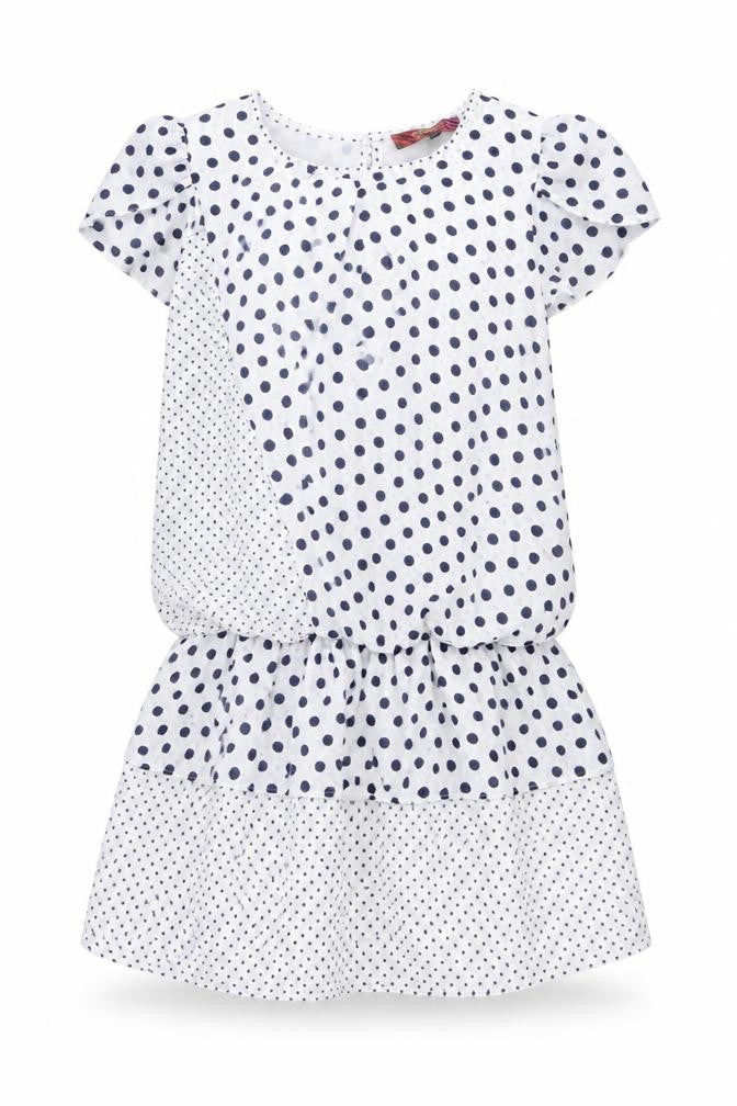 Next Womens White Polka Dot Polyester A-Line Size 8 Round Neck Button