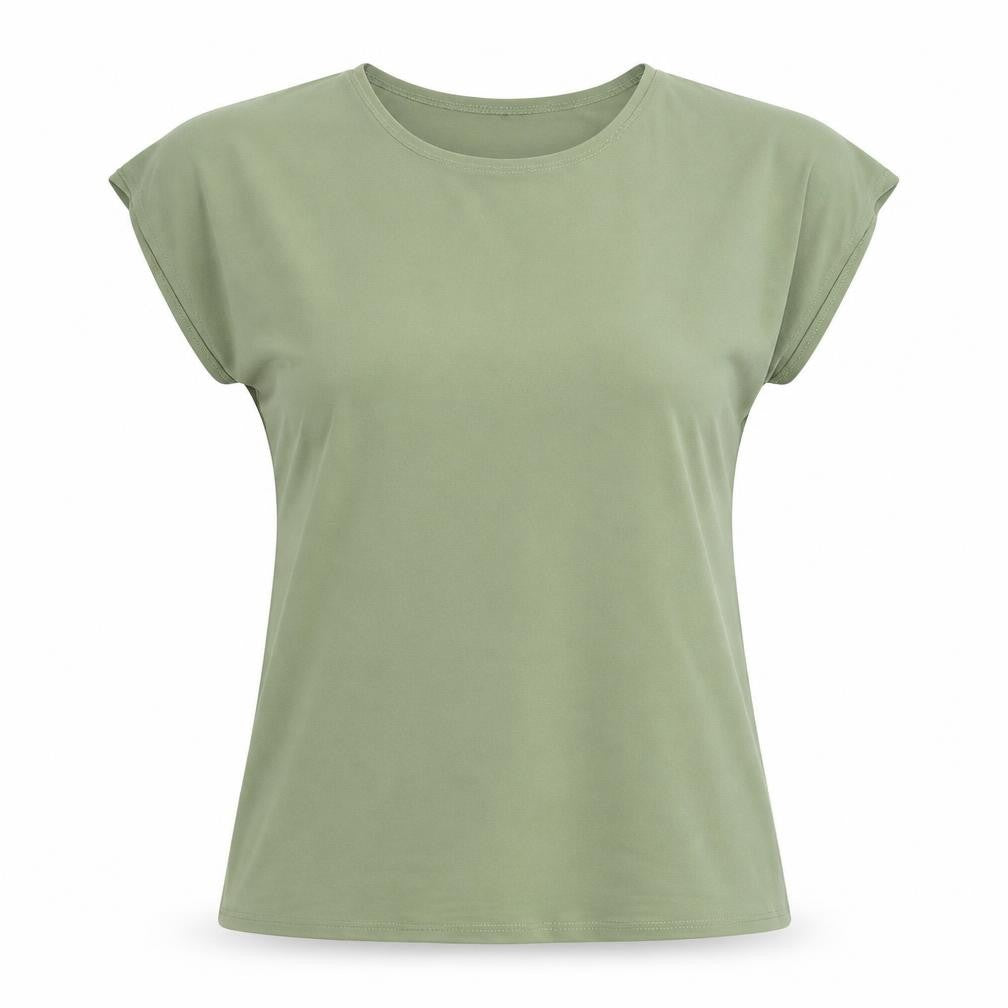 Saloos Womens Green Polyester Basic T-Shirt Size 12 Round Neck