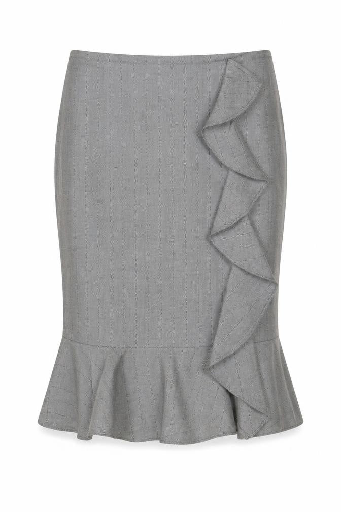 Marks and Spencer Womens Grey Plaid Polyester Trumpet Skirt Size 10 Zip