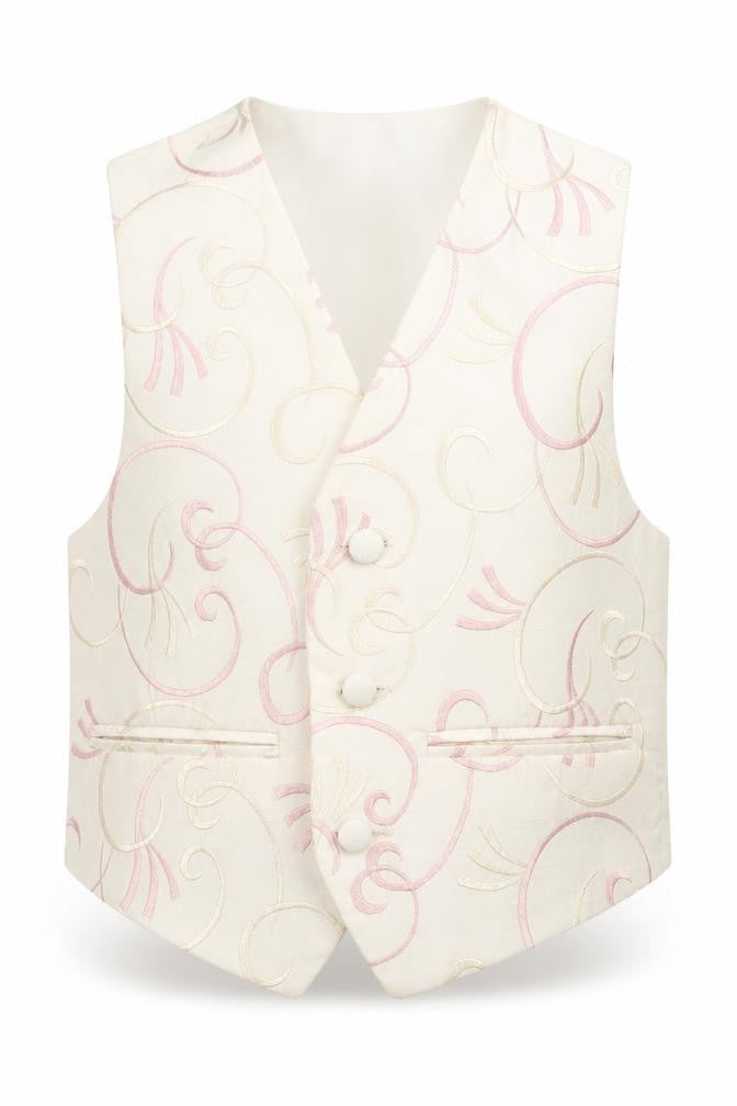Pronuptia Boys Ivory Geometric Jacket Waistcoat Size 3-4 Years Button - Textured