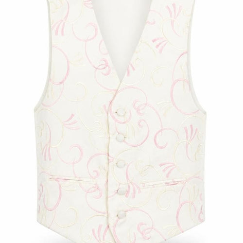 Pronuptia Boys Ivory Geometric Jacket Waistcoat Size 7-8 Years Button - Textured
