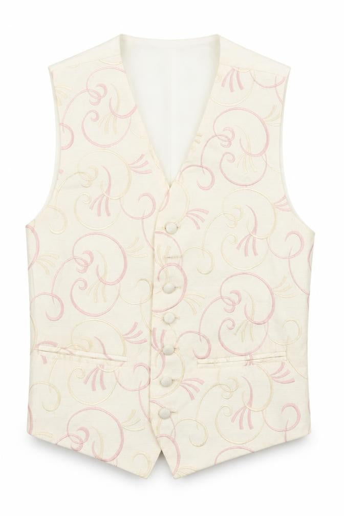 Pronuptia Boys Ivory Geometric Jacket Waistcoat Size 9-10 Years Button