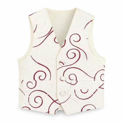 HEIRLOOM Boys Ivory Geometric Jacket Waistcoat Size 2 Years Button - Textured
