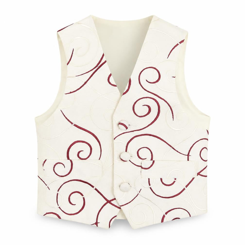 HEIRLOOM Boys Ivory Geometric Jacket Waistcoat Size 2 Years Button - Textured