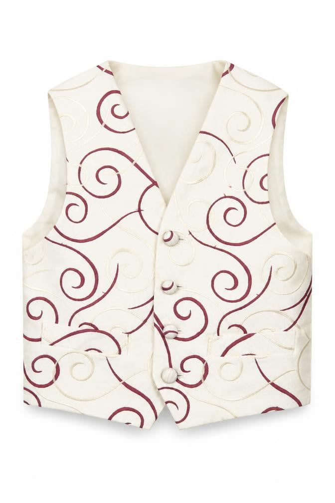 HEIRLOOM Boys Ivory Geometric Jacket Waistcoat Size 3-4 Years Button - Textured