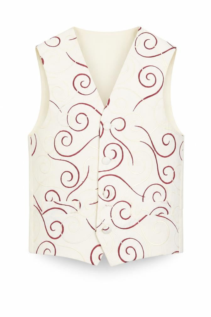 HEIRLOOM Boys Ivory Geometric Jacket Waistcoat Size 5-6 Years Button