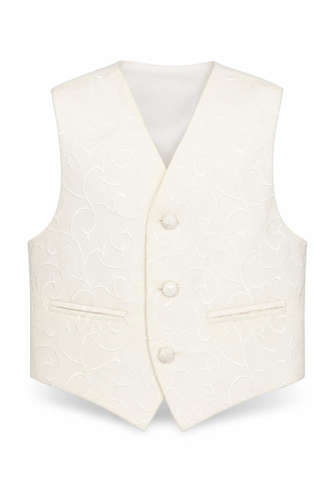 Pronuptia Boys Ivory Geometric Jacket Waistcoat Size 2 Years Button - Textured