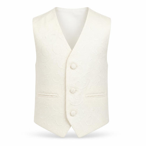 Pronuptia Boys Ivory Geometric Jacket Waistcoat Size 2-3 Years Button - Textured