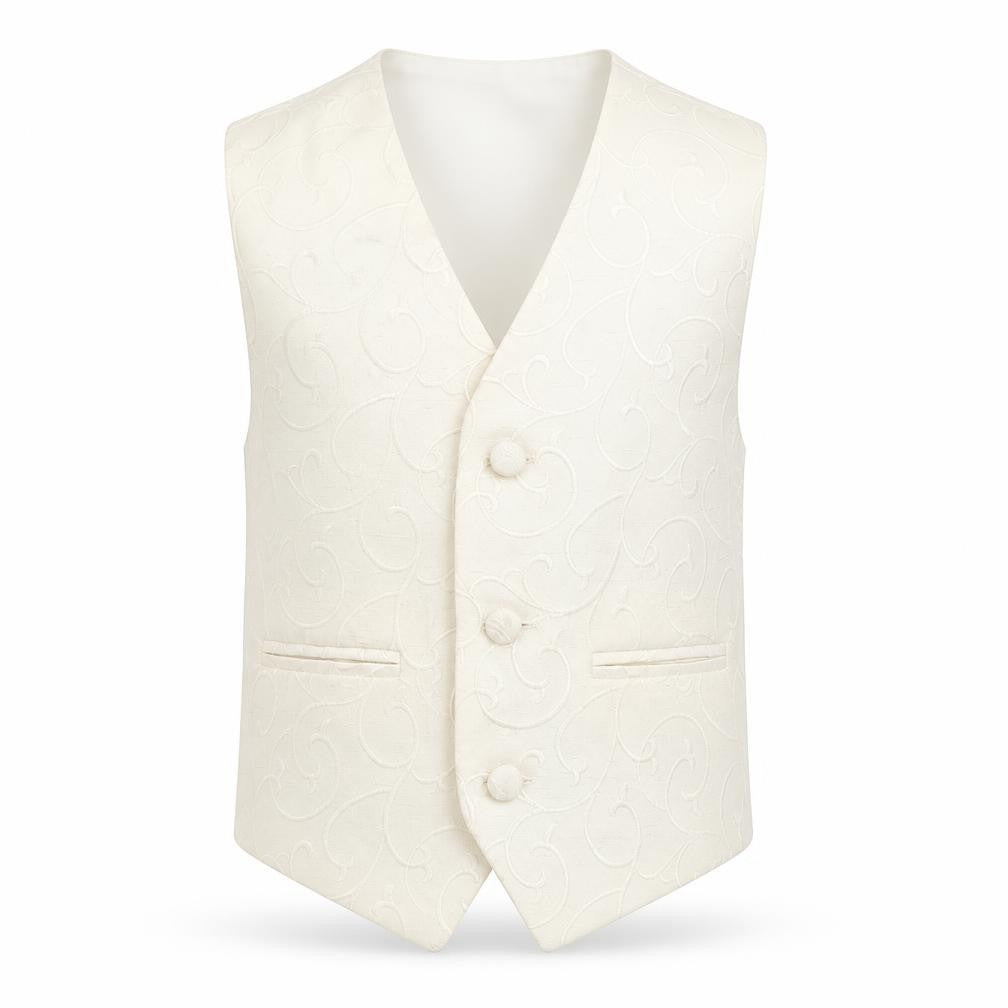 Pronuptia Boys Ivory Geometric Jacket Waistcoat Size 2-3 Years Button - Textured