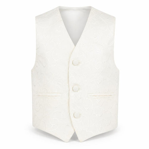 Pronuptia Boys Ivory Geometric Jacket Waistcoat Size 3-4 Years Button