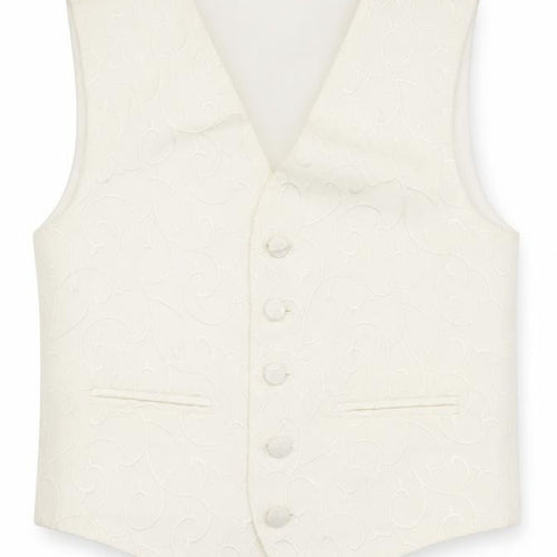 Pronuptia Boys Ivory Geometric Jacket Waistcoat Size 7-8 Years Button - Textured
