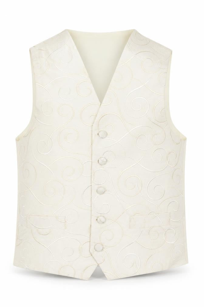 HEIRLOOM Boys Ivory Geometric Jacket Waistcoat Size 11-12 Years Button