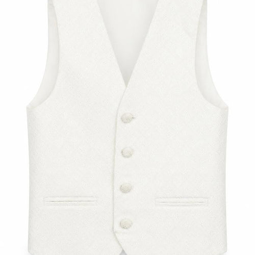 Berlington Bertie Boys White Geometric Jacket Waistcoat Size 7-8 Years Button
