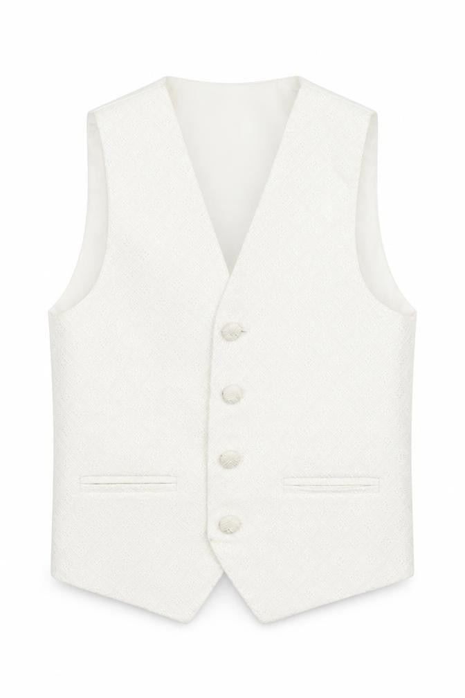 Berlington Bertie Boys White Geometric Jacket Waistcoat Size 7-8 Years Button