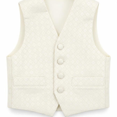HEIRLOOM Boys Ivory Geometric Jacket Waistcoat Size 2-3 Years Button