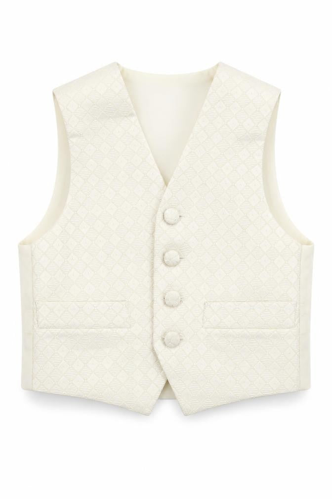 HEIRLOOM Boys Ivory Geometric Jacket Waistcoat Size 2-3 Years Button