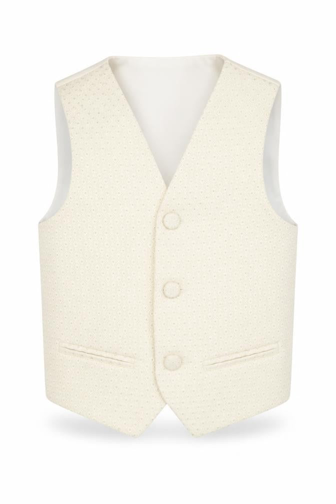Pronuptia Boys Ivory Geometric Jacket Waistcoat Size 2 Years Button - Textured