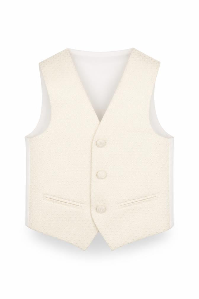 Pronuptia Boys Ivory Geometric Jacket Waistcoat Size 2-3 Years Button