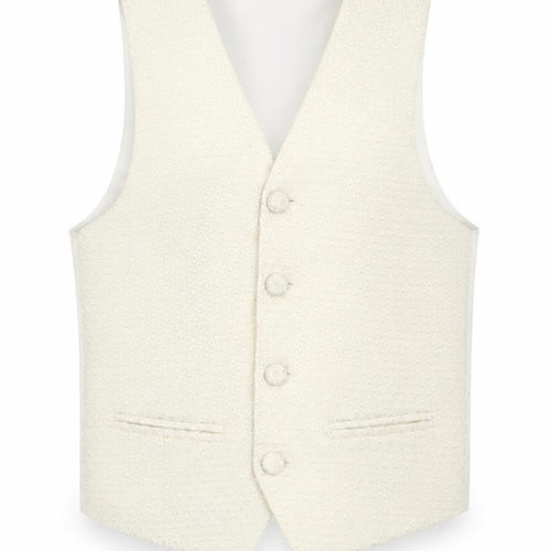 Pronuptia Boys Ivory Geometric Jacket Waistcoat Size 7-8 Years Button