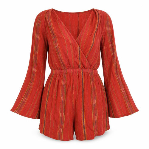 Urban Outfitters Womens Orange Striped Viscose Playsuit One-Piece Size XS Pullover