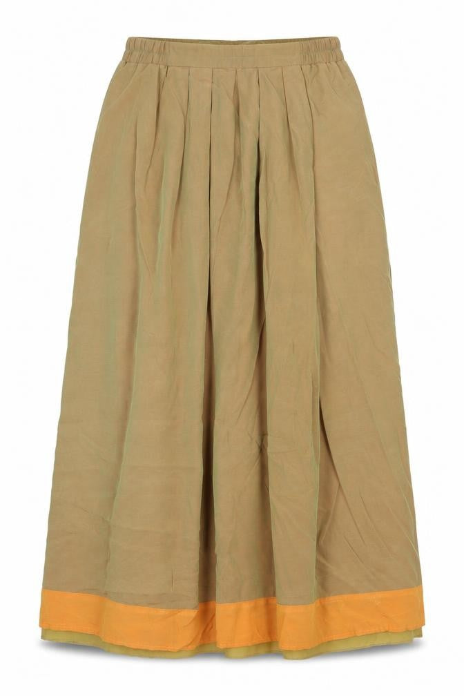 Preworn Womens Green Acetate Peasant Skirt Size 30 Zip