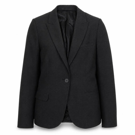 Front view of Preworn women’s grey jacket blazer, size UK 10, button