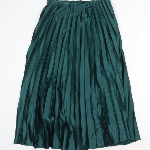 Zara Womens Green Polyester A-Line Skirt Size M Regular Pull On