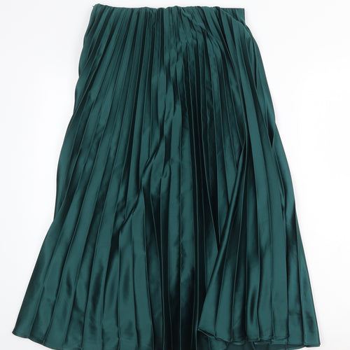 Zara Womens Green Polyester A-Line Skirt Size M Regular Pull On