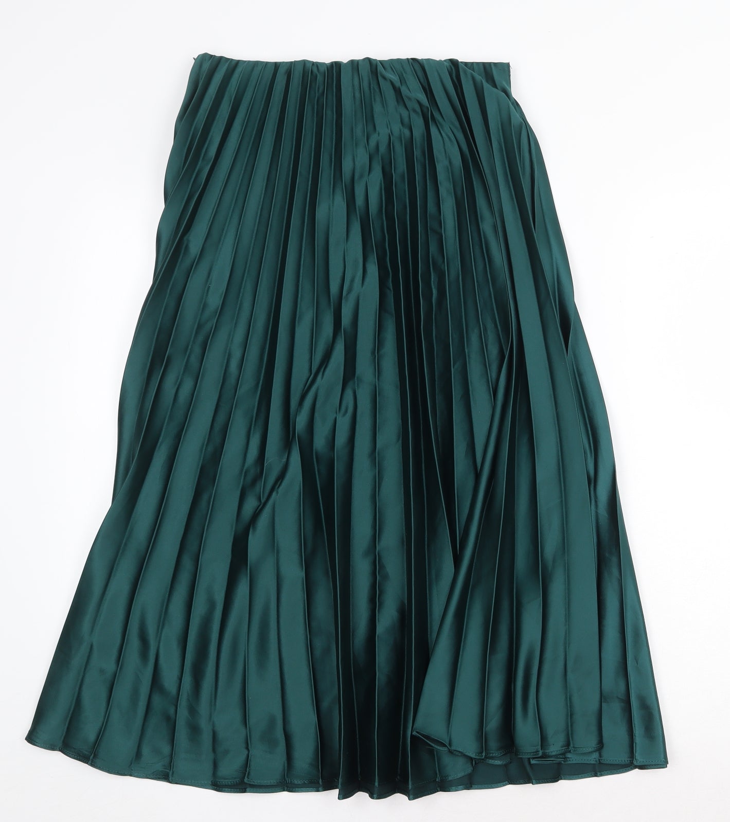 Zara Womens Green Polyester A-Line Skirt Size M Regular Pull On
