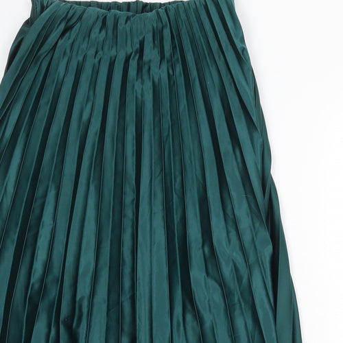 Zara Womens Green Polyester A-Line Skirt Size M Regular Pull On