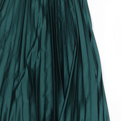 Zara Womens Green Polyester A-Line Skirt Size M Regular Pull On
