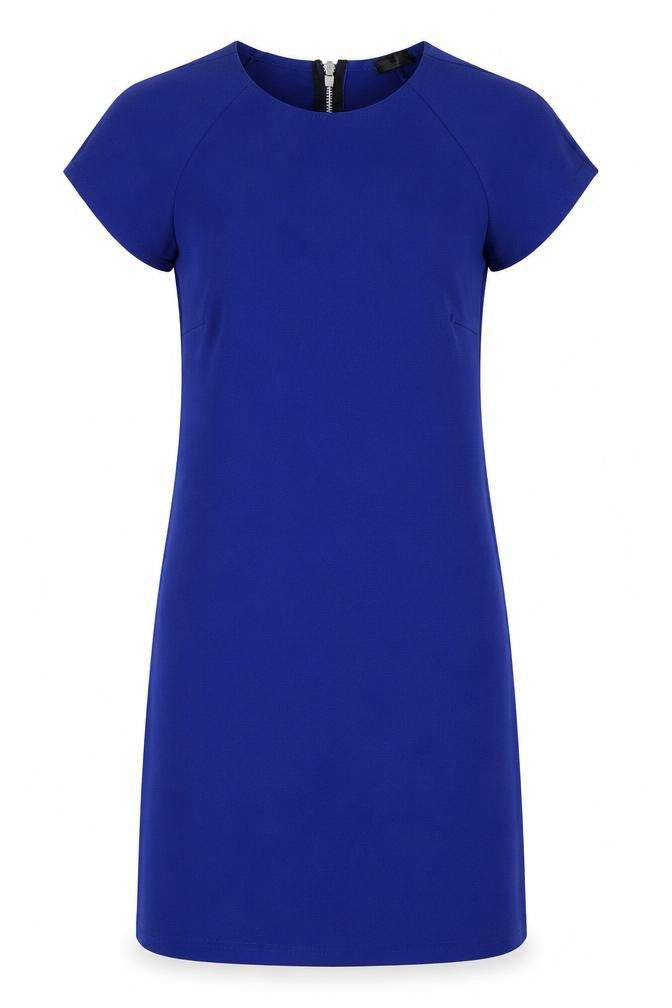 Missi London Womens Blue Polyester A-Line Size 8 Round Neck Zip