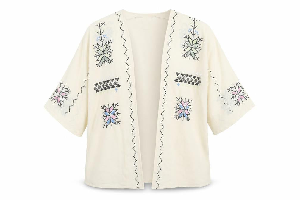 Front view of Missguided women’s beige polyester kimono blouse, size M, v-neck