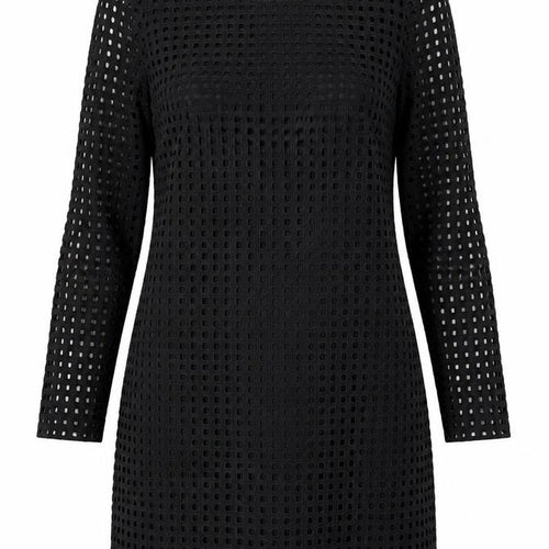 NEXT Womens Black Geometric 100% Cotton A-Line Size 12 Boat Neck Zip