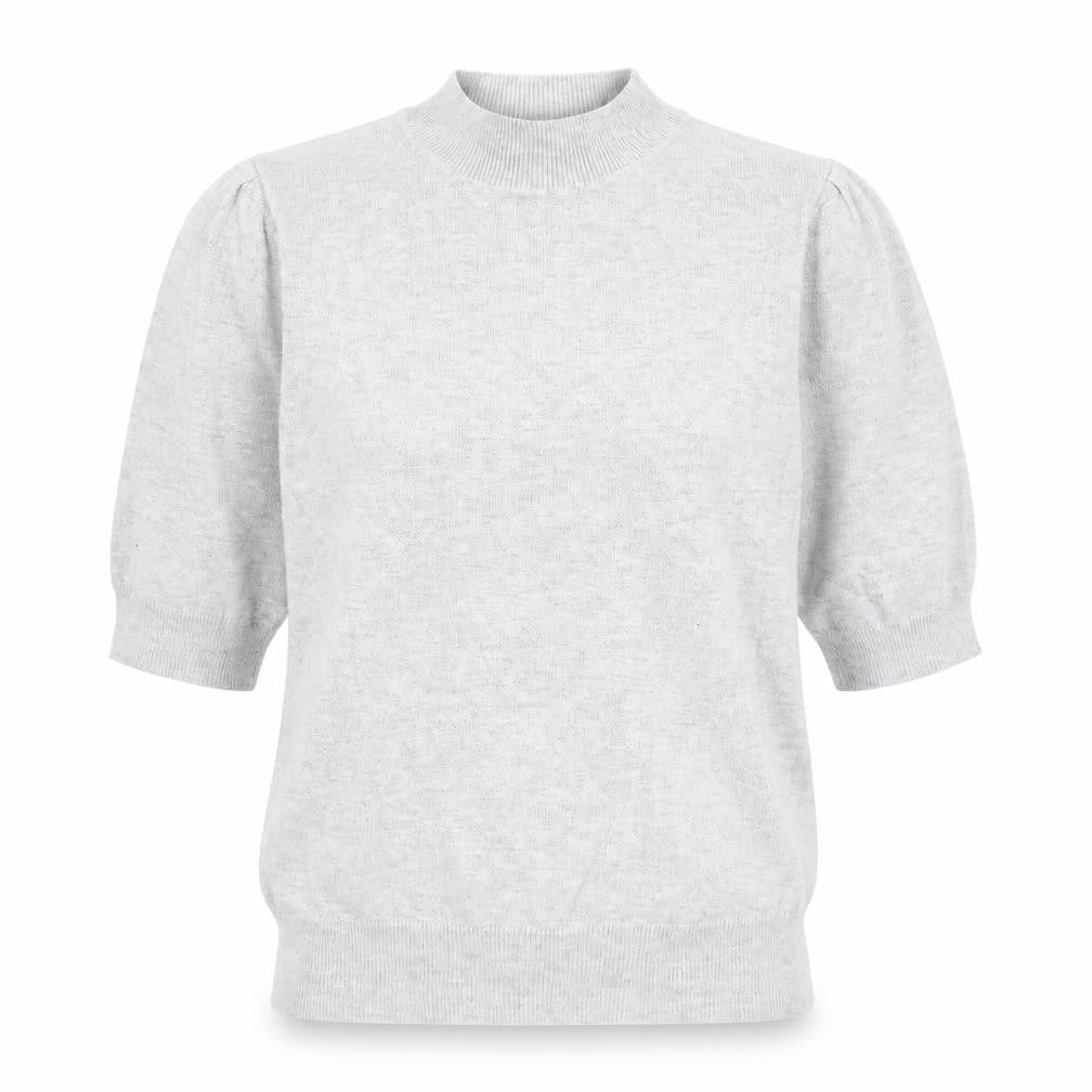 Front view of BHS women’s grey crew neck viscose jumper, size UK 10